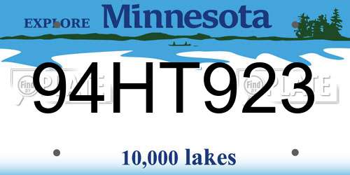 94HT923 Minnesota License Plate