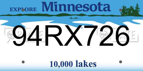 94RX726 Minnesota License Plate