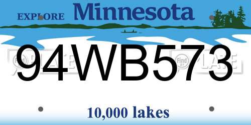 94WB573 Minnesota License Plate