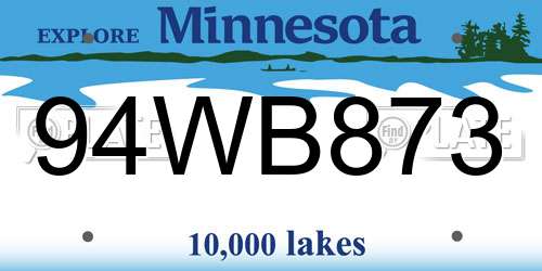 94WB873 Minnesota License Plate