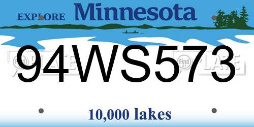 94WS573 Minnesota License Plate