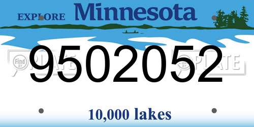 9502052 Minnesota License Plate