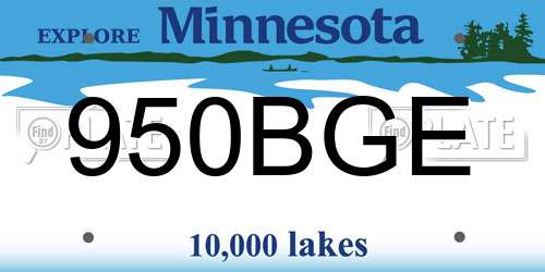 950BGE Minnesota License Plate