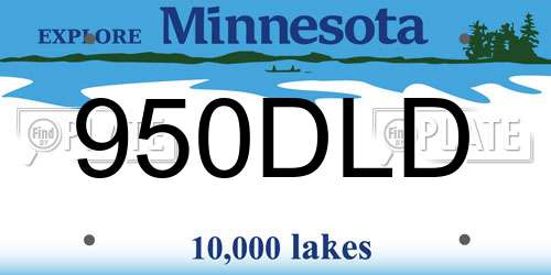 950DLD Minnesota License Plate