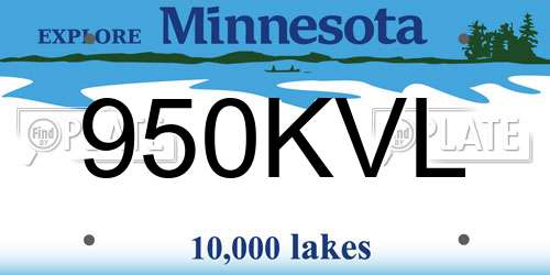 950KVL Minnesota License Plate