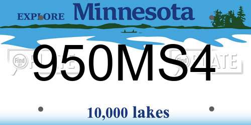 950MS4 Minnesota License Plate