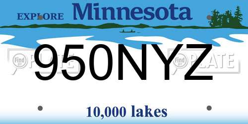 950NYZ Minnesota License Plate