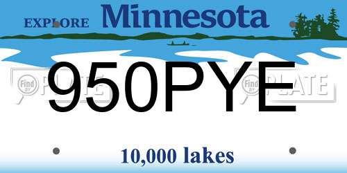 950PYE Minnesota License Plate