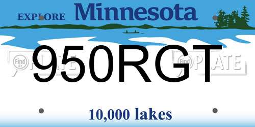 950RGT Minnesota License Plate