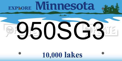 950SG3 Minnesota License Plate
