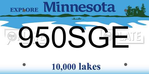 950SGE Minnesota License Plate