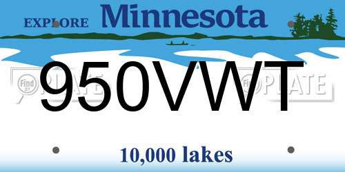950VWT Minnesota License Plate