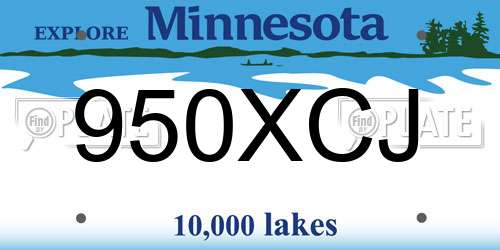 950XCJ Minnesota License Plate