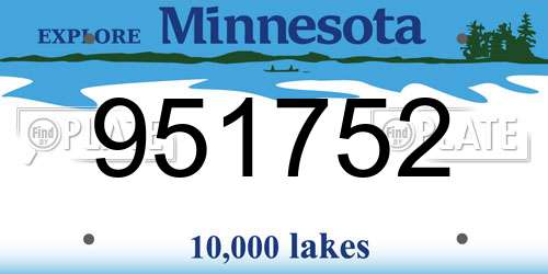 951752 Minnesota License Plate