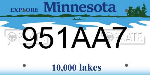 951AA7 Minnesota License Plate