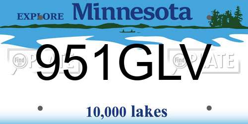 951GLV Minnesota License Plate
