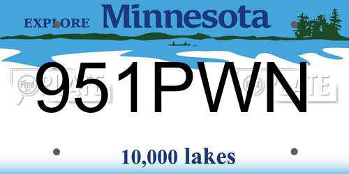 951PWN Minnesota License Plate