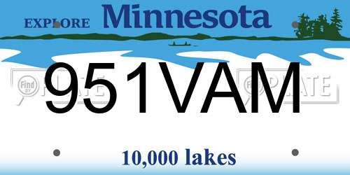 951VAM Minnesota License Plate