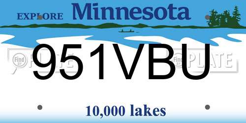 951VBU Minnesota License Plate
