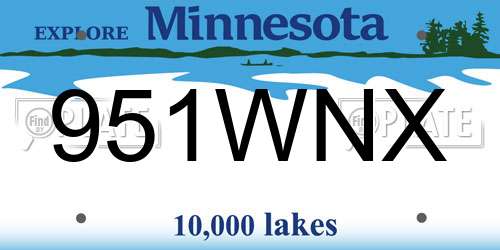 951WNX Minnesota License Plate