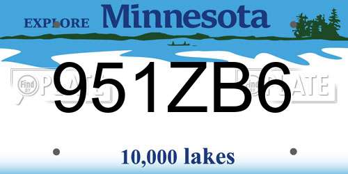 951ZB6 Minnesota License Plate