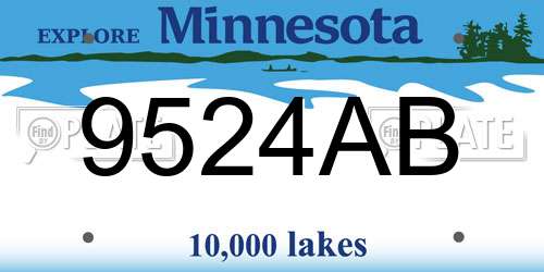 9524AB Minnesota License Plate
