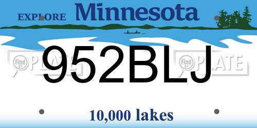 952BLJ Minnesota License Plate