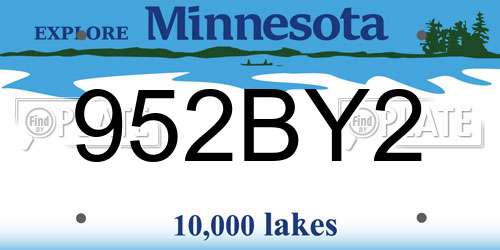 952BY2 Minnesota License Plate