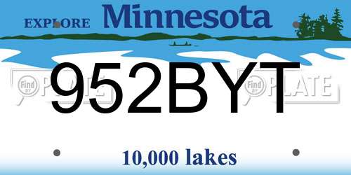 952BYT Minnesota License Plate