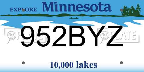 952BYZ Minnesota License Plate