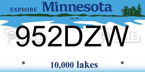 952DZW Minnesota License Plate