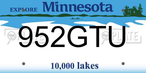 952GTU Minnesota License Plate