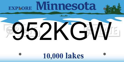 952KGW Minnesota License Plate