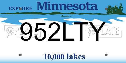 952LTY Minnesota License Plate