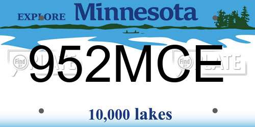 952MCE Minnesota License Plate