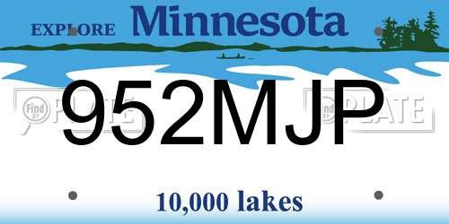 952MJP Minnesota License Plate