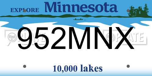 952MNX Minnesota License Plate