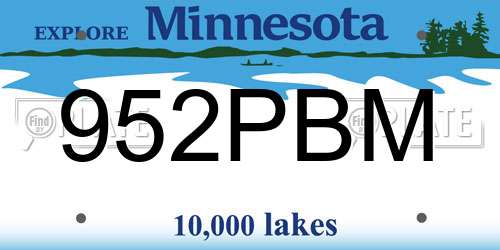 952PBM Minnesota License Plate