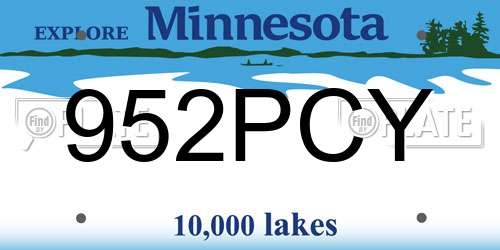 952PCY Minnesota License Plate