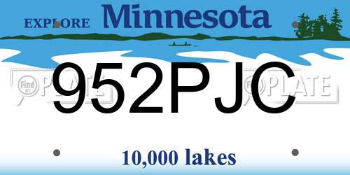 952PJC Minnesota License Plate