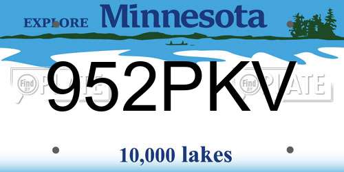 952PKV Minnesota License Plate