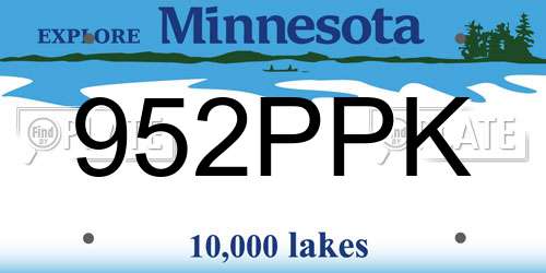 952PPK Minnesota License Plate