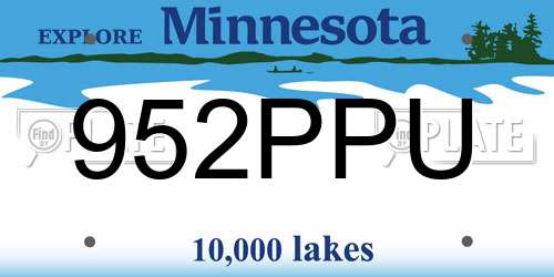 952PPU Minnesota License Plate