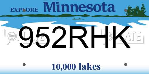 952RHK Minnesota License Plate