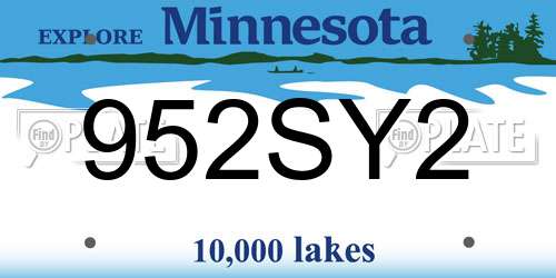 952SY2 Minnesota License Plate