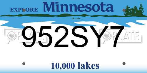 952SY7 Minnesota License Plate