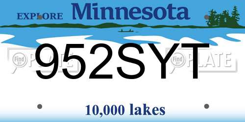 952SYT Minnesota License Plate
