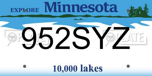 952SYZ Minnesota License Plate