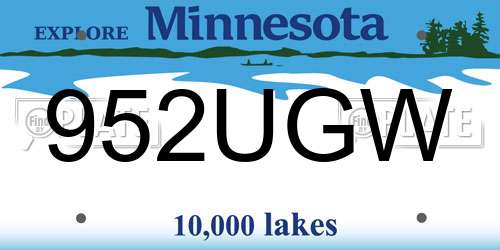 952UGW Minnesota License Plate