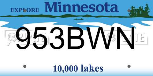 953BWN Minnesota License Plate